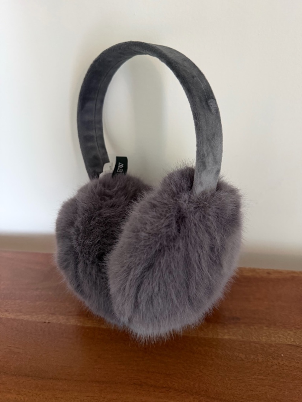 J Crew Faux Fur Earmuffs Gray Fuzzy